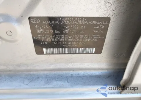 2012 Hyundai Elantra Gls from USA, damaged, VIN 5NPDH4AE4CH073469